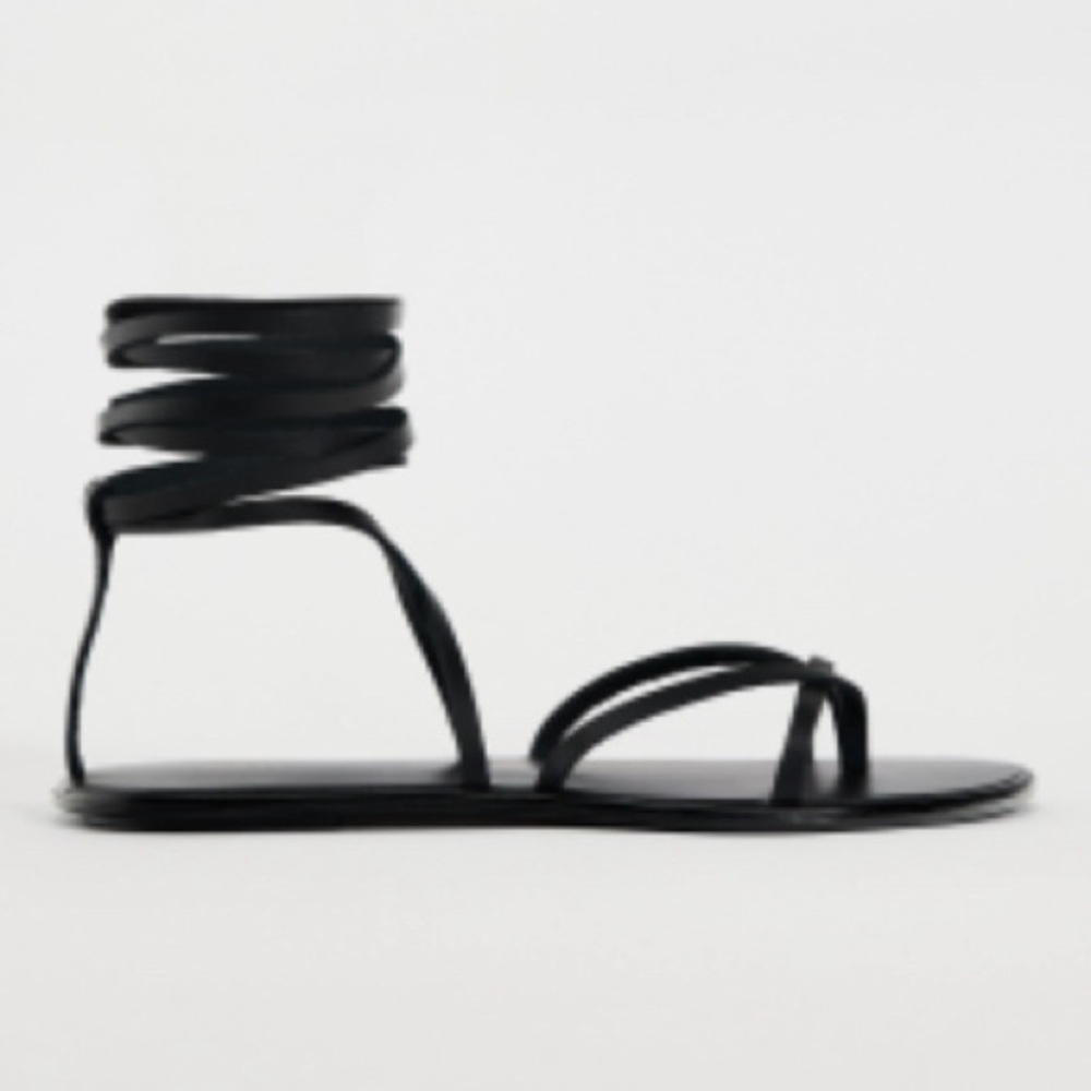 Zara Black Strappy Sandals